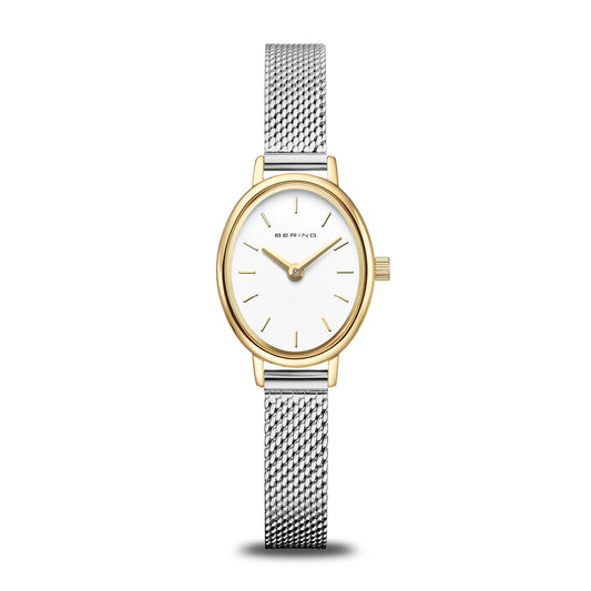 Bering Oval White Dial Two Colour Mesh Bracelet 11020-010