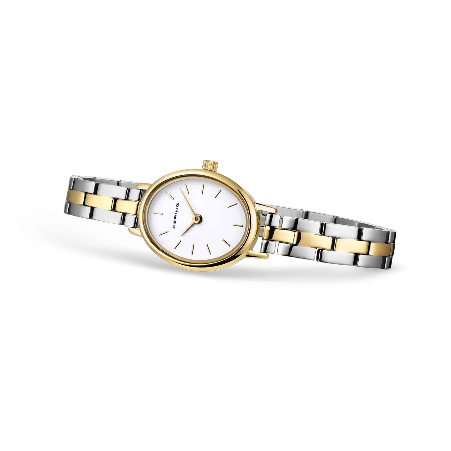 Bering Ladies Oval White Dial Two Colour Case and Two Links Bracelet Watch