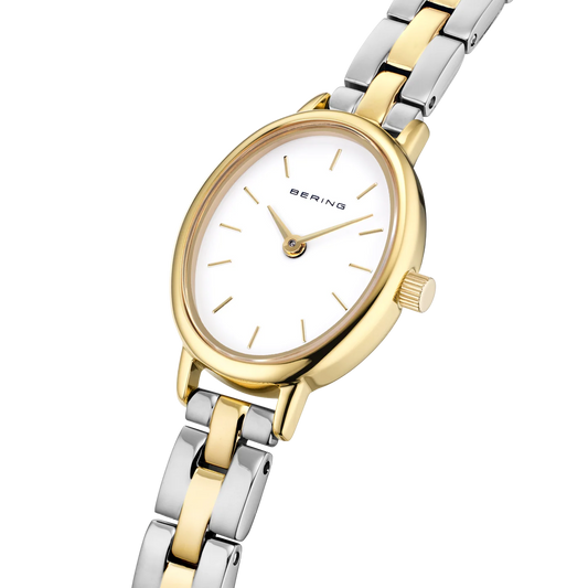 Bering Ladies Oval White Dial Two Colour Case and Two Links Bracelet Watch