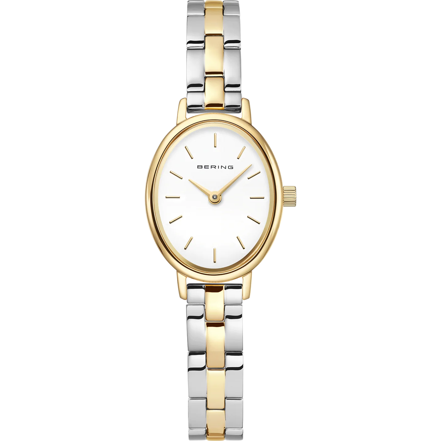 Bering Ladies Oval White Dial Two Colour Case and Two Links Bracelet Watch