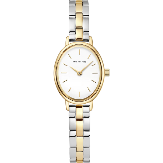 Bering Ladies Oval White Dial Two Colour Case and Two Links Bracelet Watch