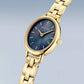 Bering Classic Yellow Gold Plated Dark Mother of Pearl Oval Face Bracelet Watch 11020-732