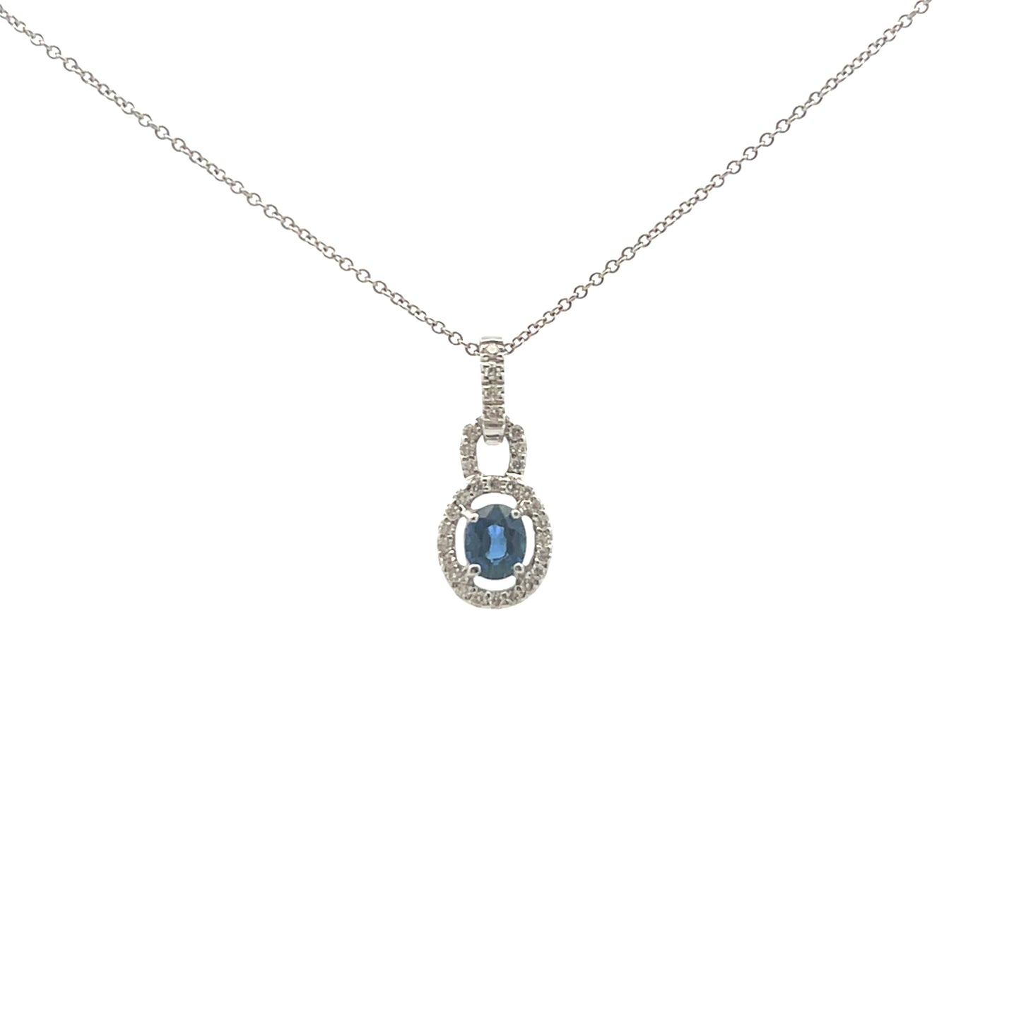 18ct White Gold Sapphire and Diamond Cluster Necklace
