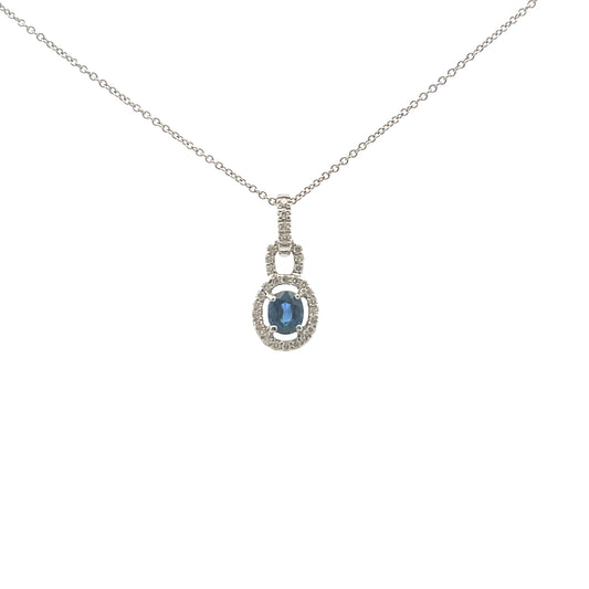 18ct White Gold Sapphire and Diamond Cluster Necklace