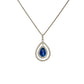 18ct White Gold Pear Cut Sapphire and Diamond Pendant