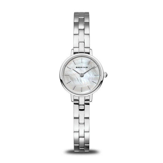 Bering Stainless Steel Bering Round White Dial Slim Link Bracelet Watch 11022-704