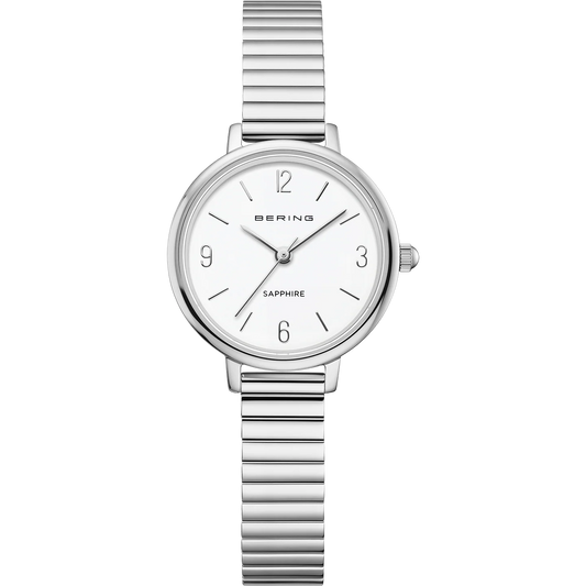 Bering Ladies Round White Dial Stainless Steel Case Expander Bracelet Watch