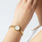 Bering Ladies Round White Dial Yellow Gold Plated Expander Bracelet Watch