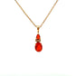 18ct Yellow Gold Double Fire Opal and Diamond Necklace