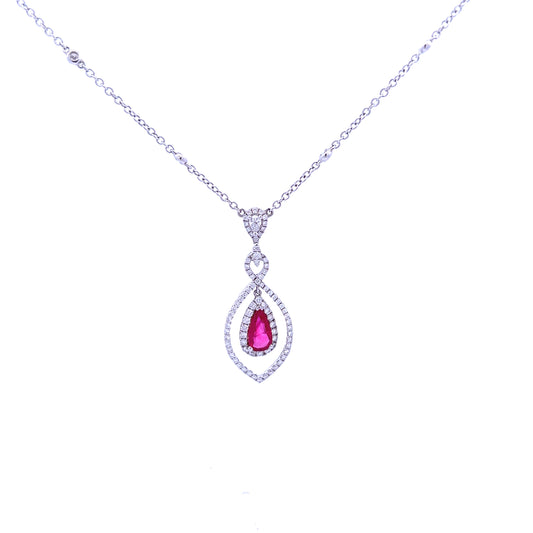 18ct White Gold Ruby and Diamond Necklace