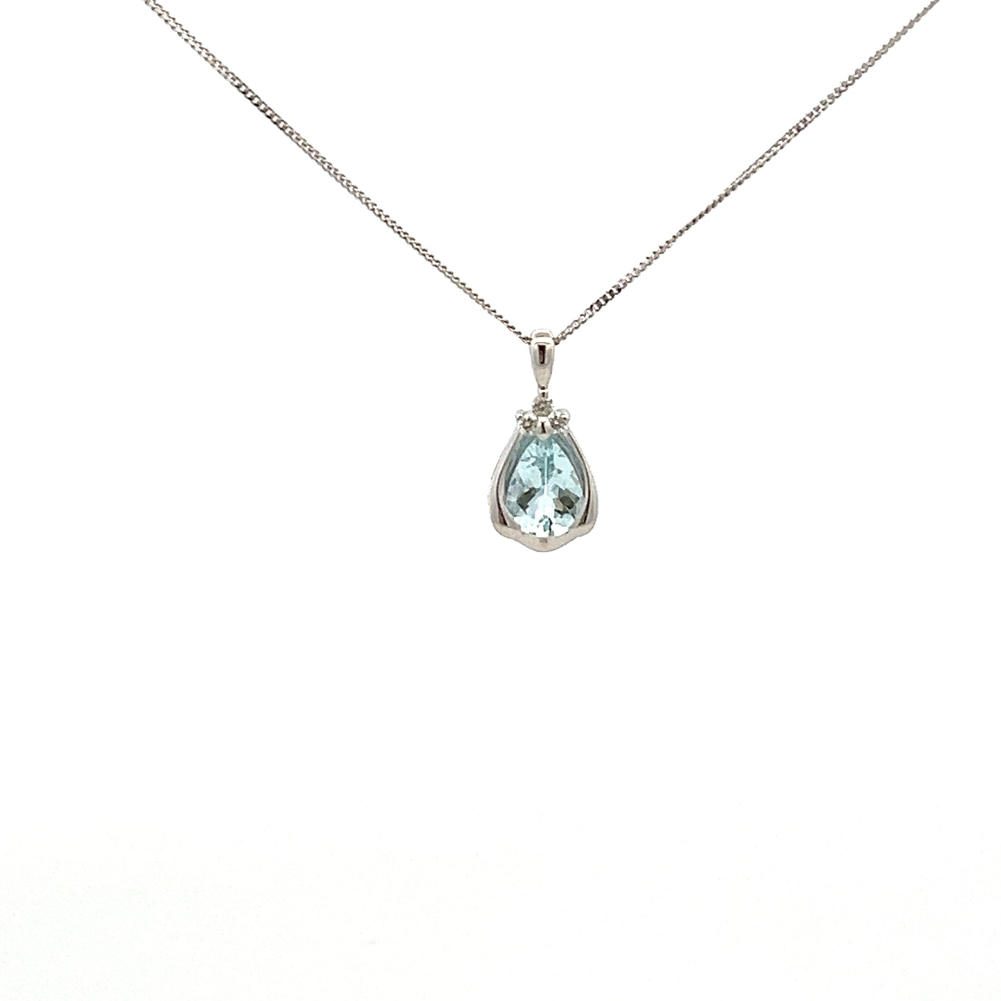 9ct White Gold Aquamarine and Diamond Necklace