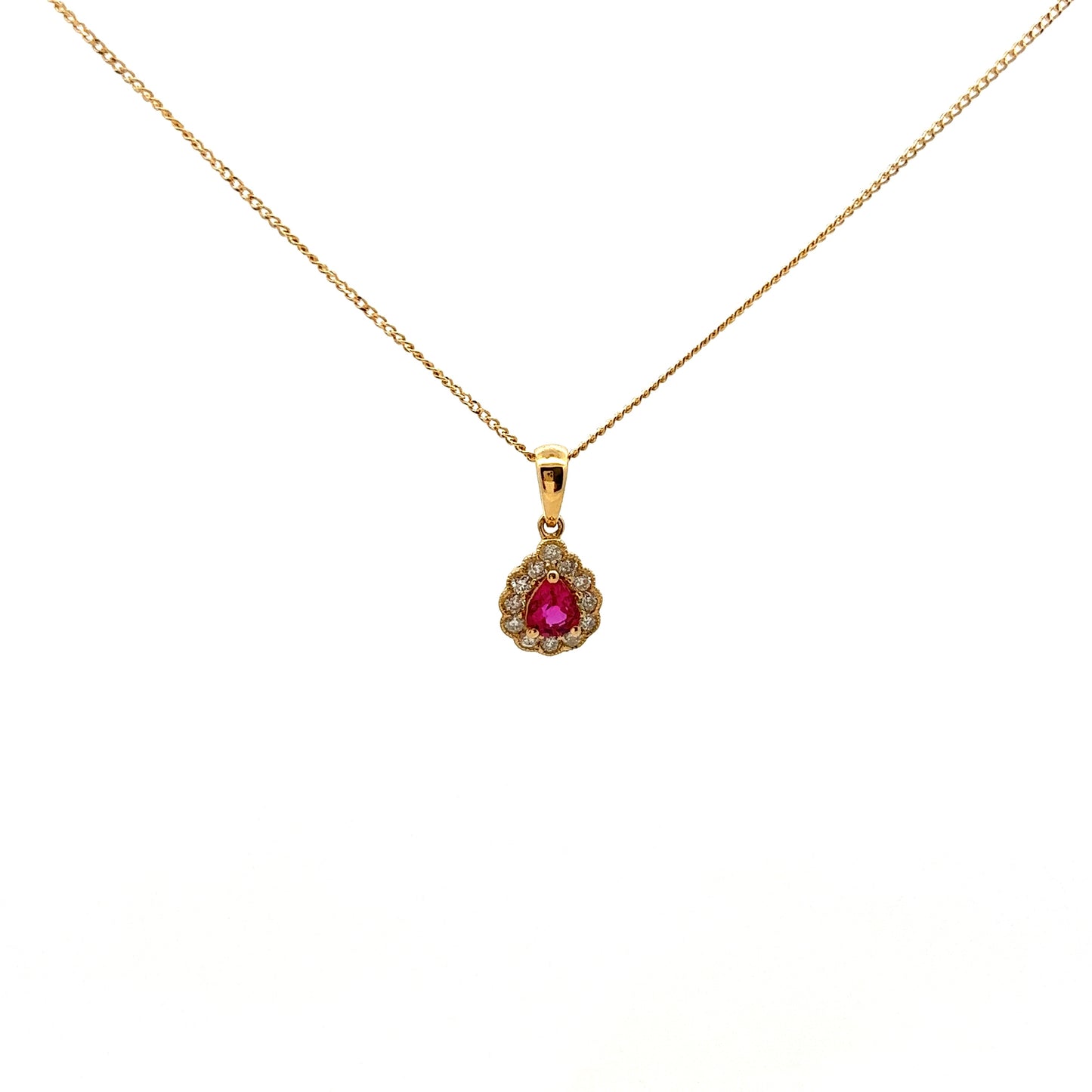 18ct Yellow Gold Ruby and Diamond Pendant