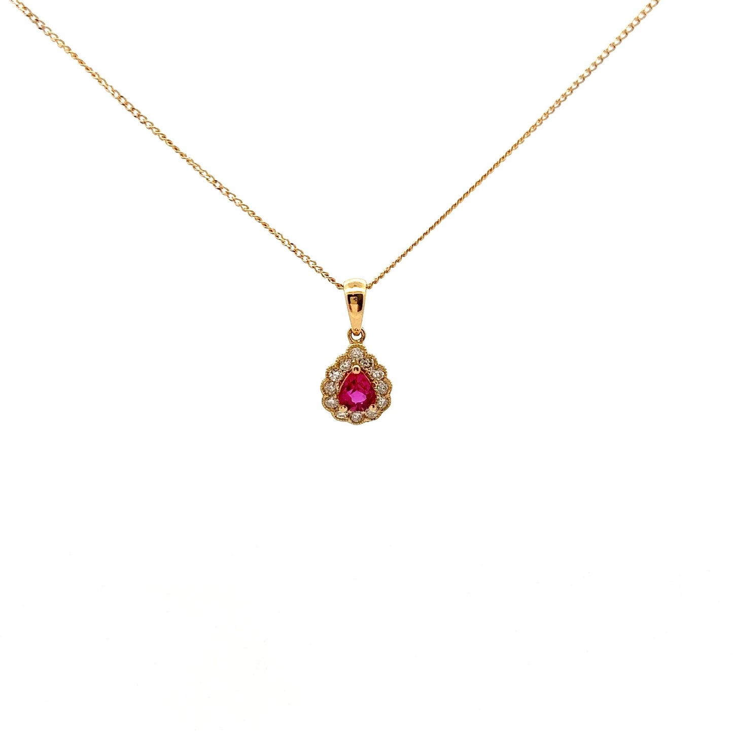 18ct Yellow Gold Ruby and Diamond Pendant