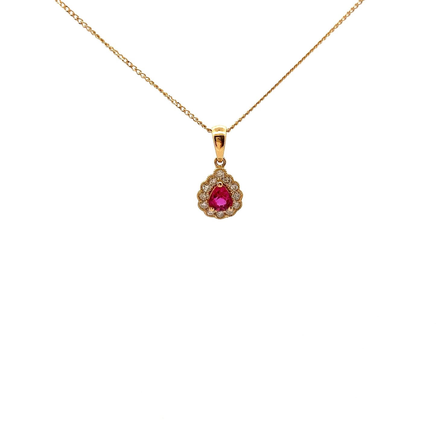 18ct Yellow Gold Ruby and Diamond Pendant