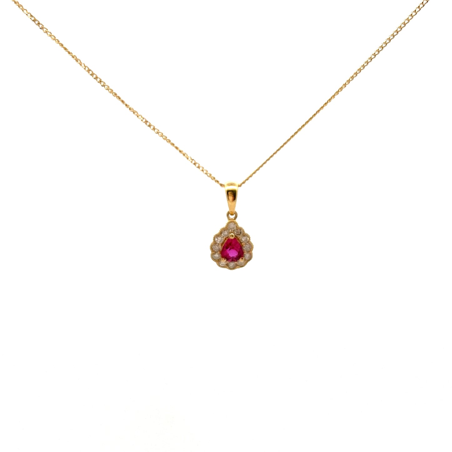 18ct Yellow Gold Ruby and Diamond Pendant