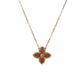 18ct Yellow Gold Pink Mother of Pearl And Diamond Four Petal Flower Necklace