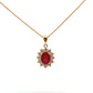 18ct Yellow Gold Ruby and Diamond Cluster Pendant
