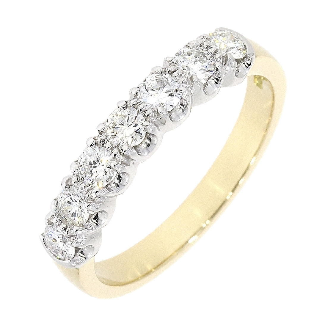 18ct Yellow Gold 0.62ct Seven Brilliant Cut Diamond Ring