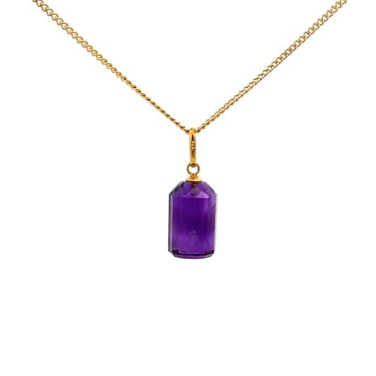 9ct Gold Amethyst Crystal Pendant