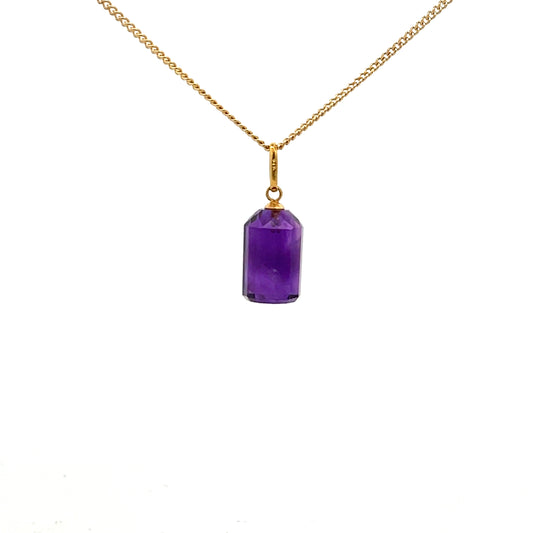 9ct Gold Amethyst Crystal Pendant