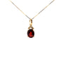 9ct Yellow Gold Oval Garnet & 0.03ct Diamond Necklace