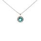 9ct White Gold Blue Topaz & 0.13ct Diamond Cluster Necklace
