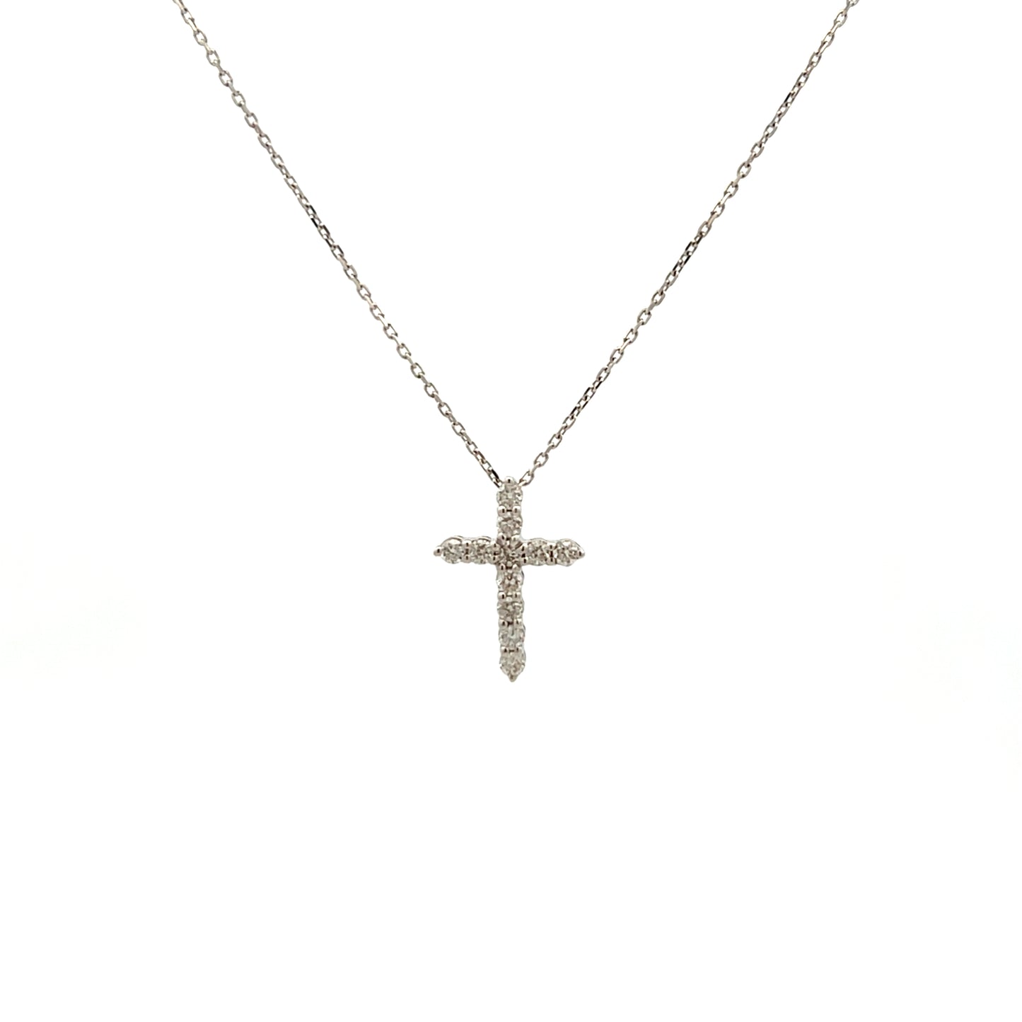 18ct White Gold Brilliant Cut Diamond Cross Necklace