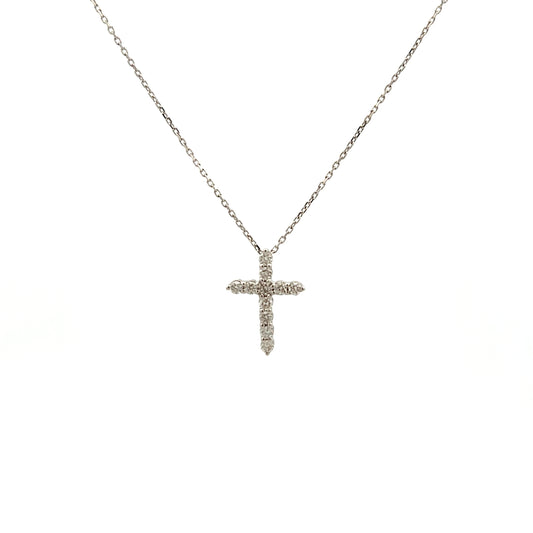 18ct White Gold Brilliant Cut Diamond Cross Necklace