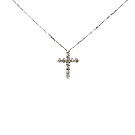 9ct White Gold 0.25ct Laboratory Grown Diamond Cross Necklace