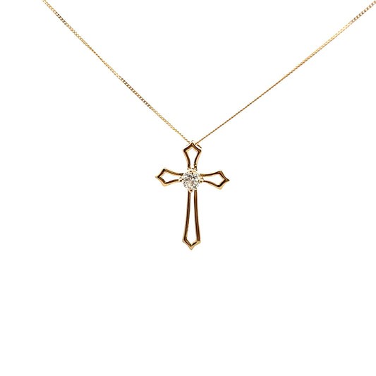 9ct Yellow Gold Laboratory Grown Diamond Cross Necklace