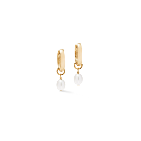 Coeur De Lion Hoop Earrings Cosmic Pearls Midnight Gold