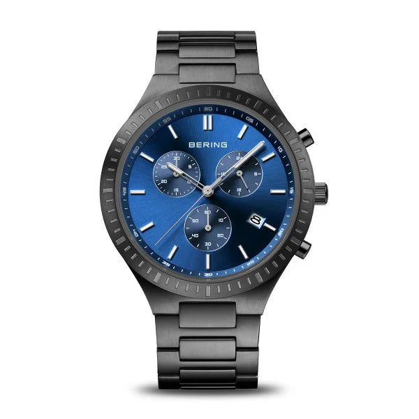 Bering Titanium Brushed Black Chronograph Watch 11743-727