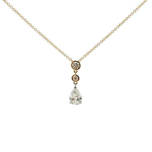 9ct Yellow Gold Laboratory Grown Diamond Pear and Brilliant Cut Necklace