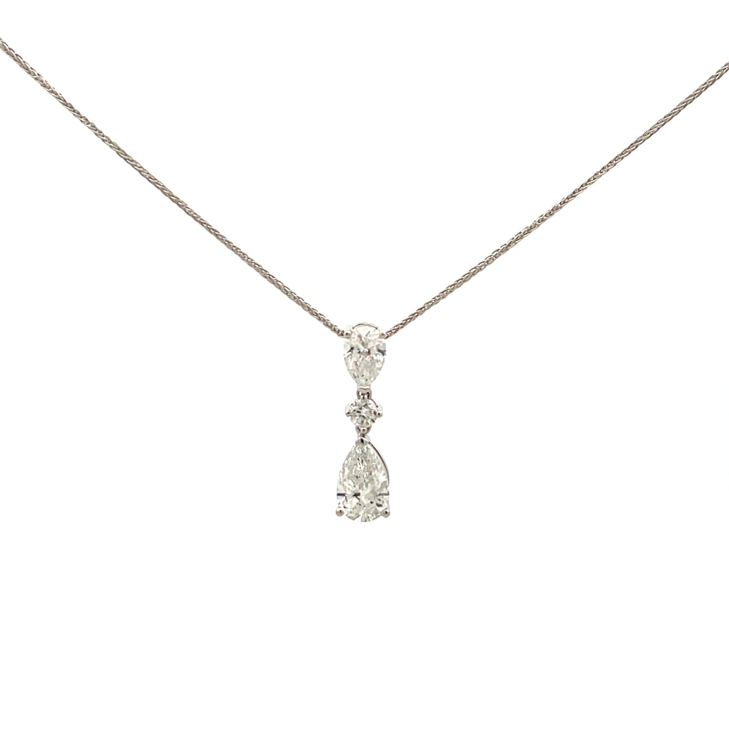 9ct White Gold Laboratory Grown Diamond Pear and Brilliant Cut Necklace