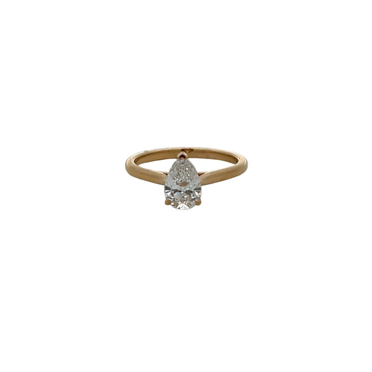 18ct Yellow Gold Laboratory Grown Diamond Pear Cut 1.00ct Ring Size M