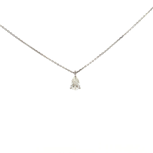 18ct White Gold 0.50ct Pear Cut Diamond Necklace