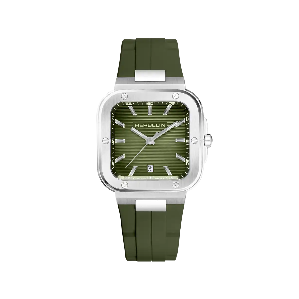 Herbelin Cap Camarat Quartz Green Dial and Rubber Strap Watch 12246A116CK