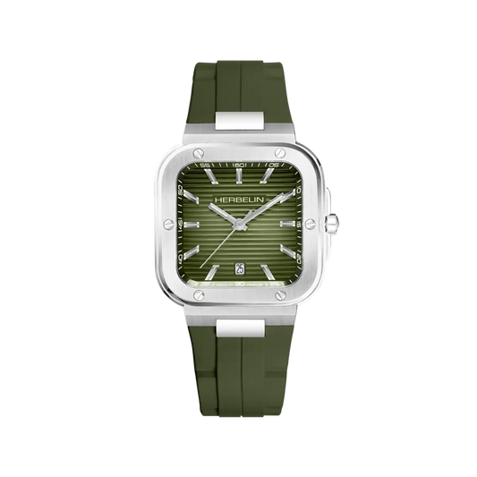 Herbelin Cap Camarat Quartz Green Dial and Rubber Strap Watch 12246A116CK
