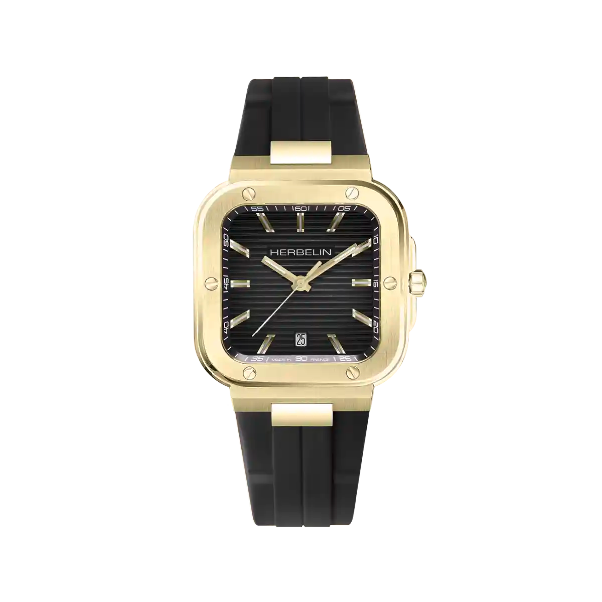 Herbelin Cap Camarat Square Quartz Black Dial and Strap Watch 12246P1N14CA