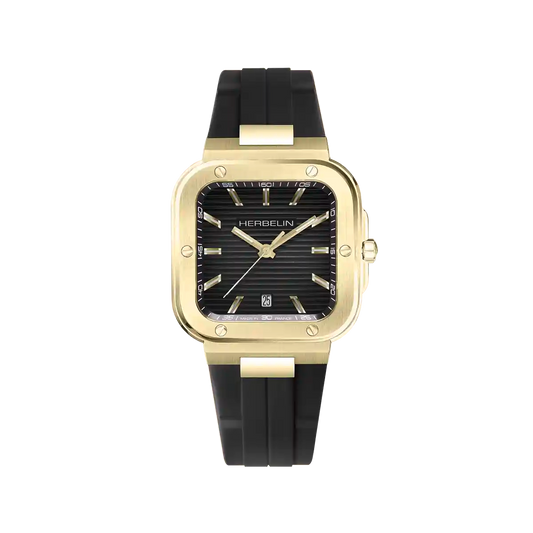 Herbelin Cap Camarat Square Quartz Black Dial and Strap Watch 12246P1N14CA