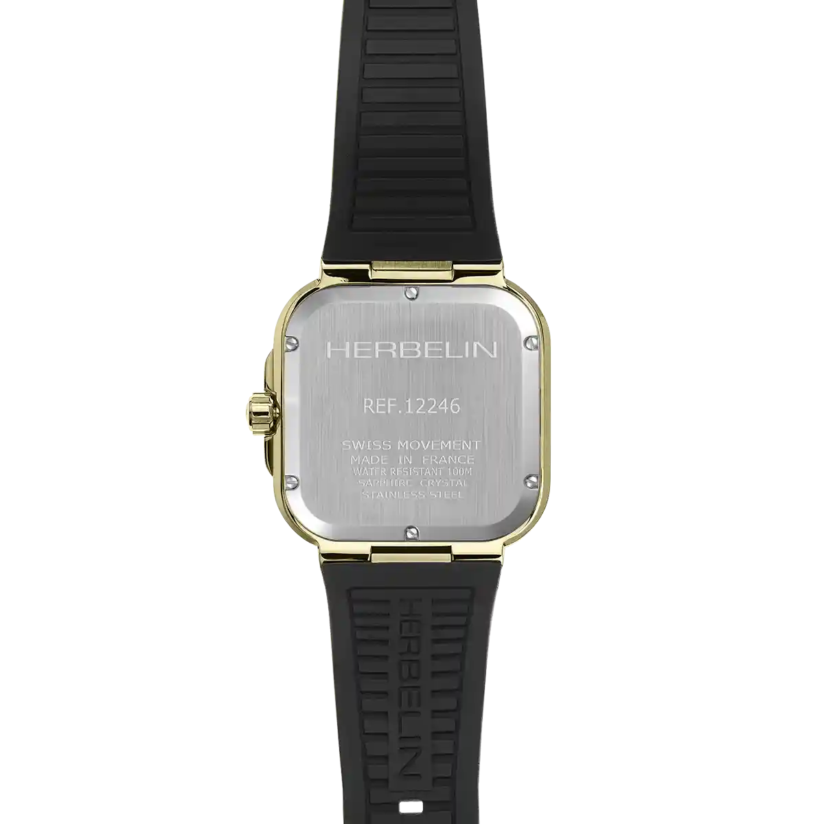 Herbelin Cap Camarat Square Quartz Black Dial and Strap Watch 12246P1N14CA