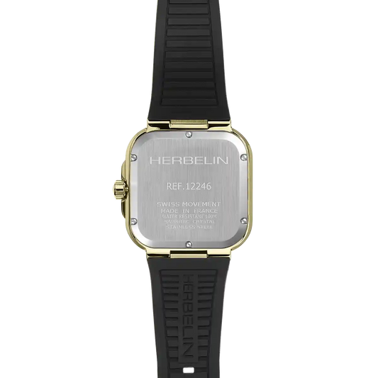 Herbelin Cap Camarat Square Quartz Black Dial and Strap Watch 12246P1N14CA