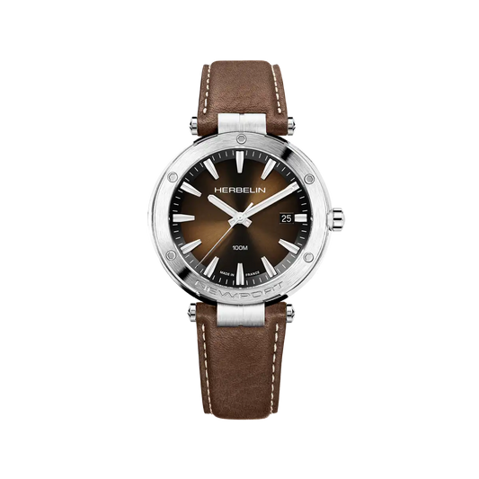 Herbelin Newport Quartz 100m Brown Dial and Brown Strap Watch 12288A27MA