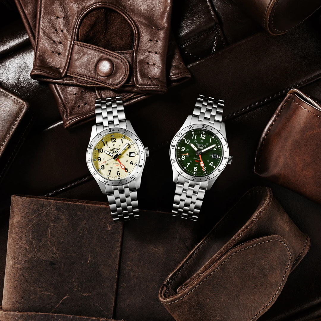 Seiko 5 Sports Khaki Drill Green Field GMT Watch HDB001K1