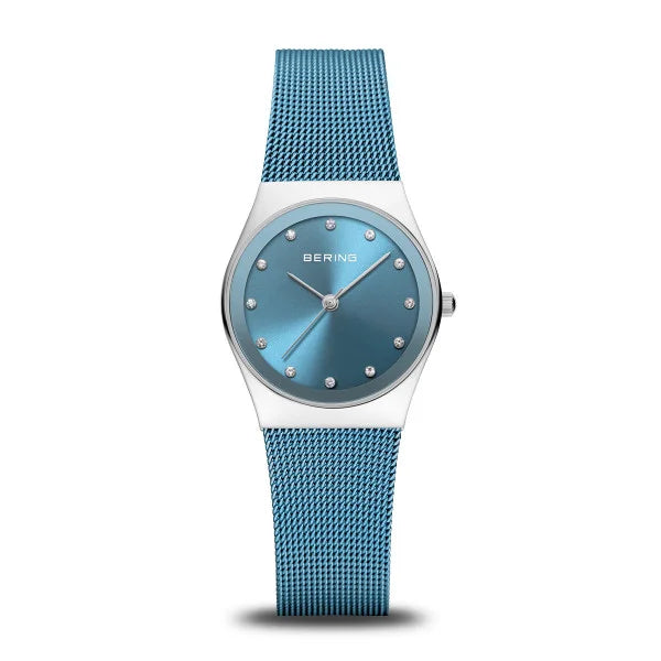 Bering Classic Steel Case With Ice Blue Dial Mesh Bracelet Watch 12927-308