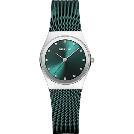 Bering Ladies Round Teal Dial Blue Case and Mesh Bracelet Watch