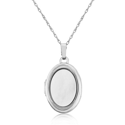 Sterling Silver Mother of Pearl Inlay Locket and Chain