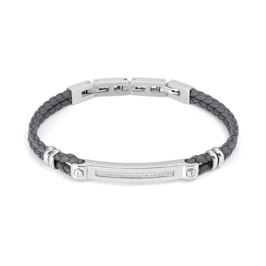Nomination Manvision Grey Synthetic Leather Bracelet with Cubic Zirconia 133002/001