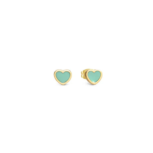 Nomination Emosfere Yellow Gold Plated Green Heart Stud Earrings 134218/002