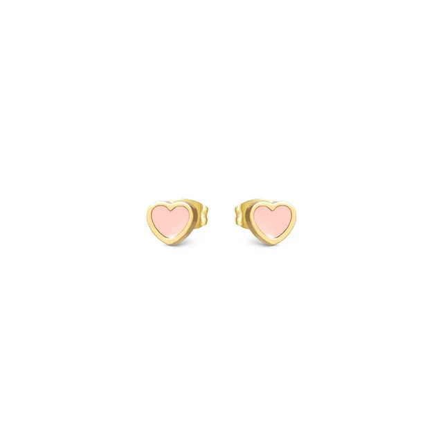 Nomination Emosfere Yellow Gold Plated Pink Heart Stud Earrings 134218/006